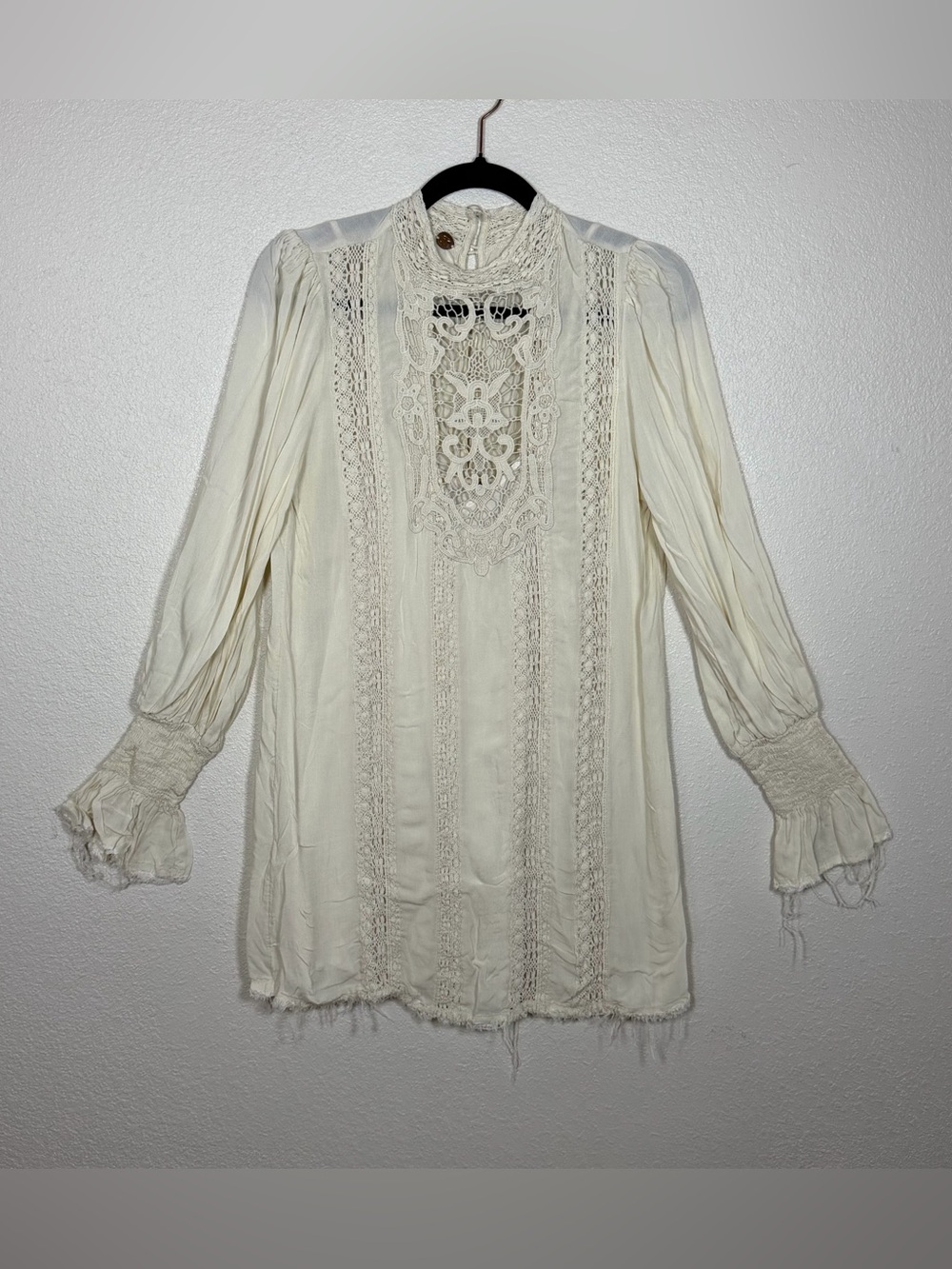 Free People FP One XS Ivory Vienna Mini Dress Detachable Slip Victorian Bohemian